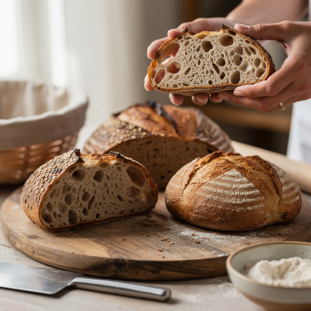 Fresh artisan sourdough bread selection from Asta Sourdough Microbakery in Marlborough, CT