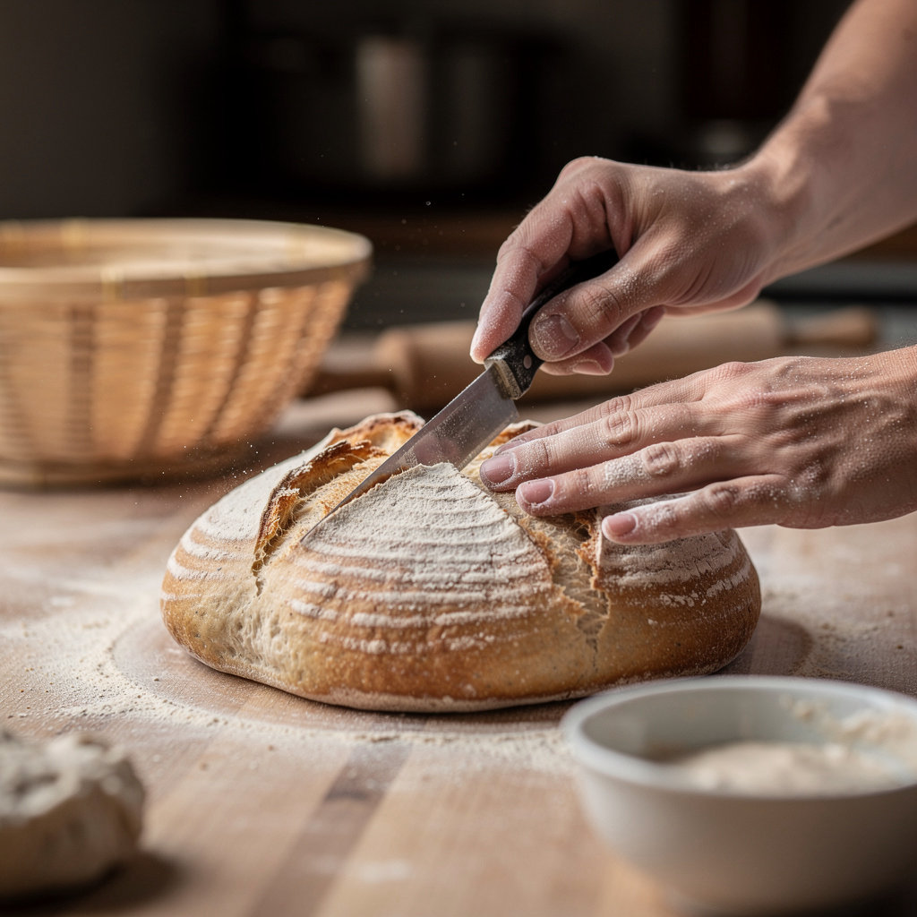 Asta Sourdough Microbakery artisan shaping traditional sourdough bread in Marlborough, CT
